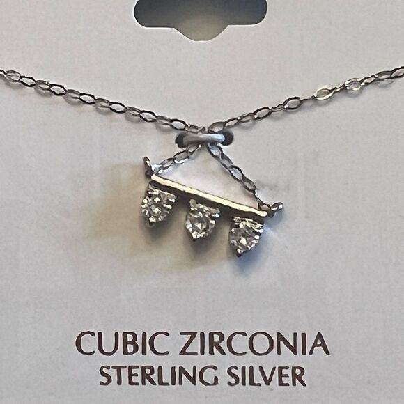 Giani Bernini Cubic Zirconia Bar 18" Pendant Necklace Sterling Silver New - Picture 3 of 4